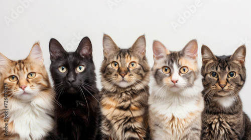 A delightful assembly of cats from various breeds, each with its unique charm and expressions