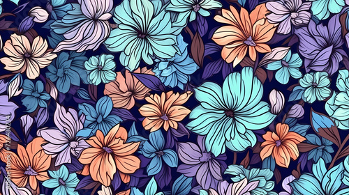 Seamless flower background, colorful flower background