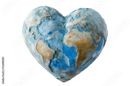 Illustration of a heart shaped earth globe on the white background