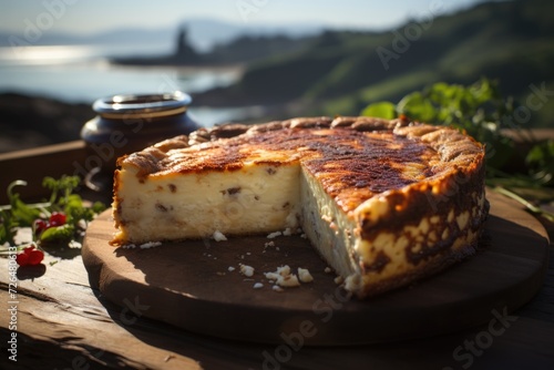 Cheesecake Burned Basque Homemade Style, San Sebastian Cake, generative IA photo