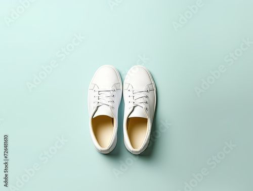 White Sneakers on a Pastel Blue Background - Generative AI