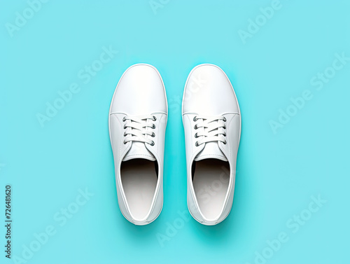 White Sneakers on a Blue Background - Generative AI