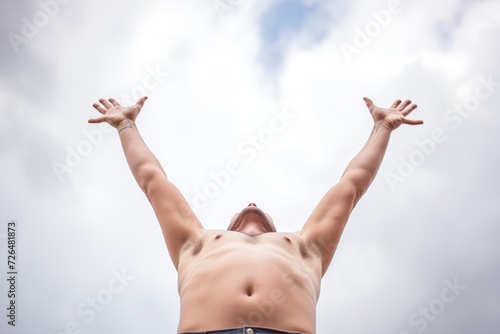 quick stretch, person reaching for the sky with arms up