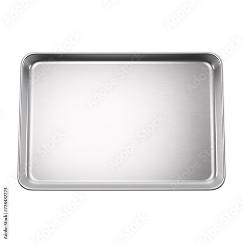 Empty aluminium food platter top view on an isolated background