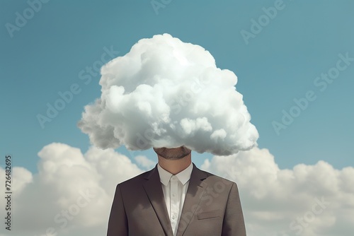 A man with a cloud head 