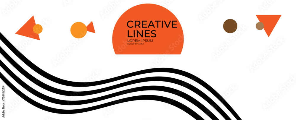 3D red and white lines in perspective with green elements abstract vector background. linear perspective illustration op art. road to horizon. banner, cover, poster, flyer, card, backdrop.