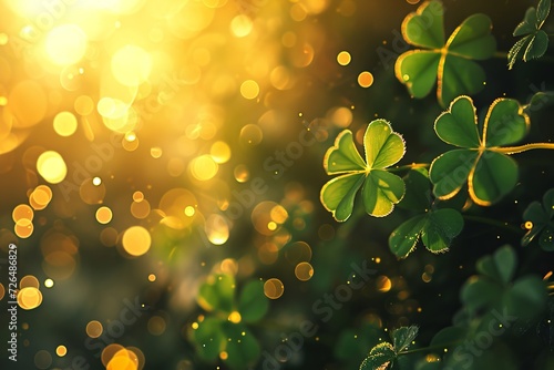 Abstract green blurred background with round bokeh for st patrick's day celebration