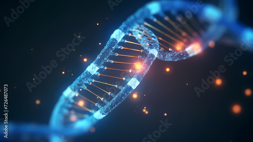 3D rendering genetic diagram of human DNA under microscope © Derby