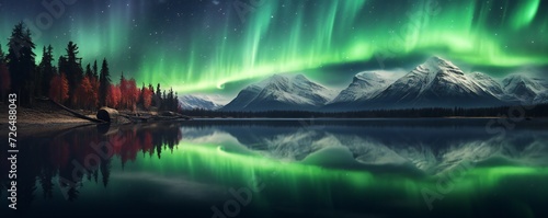 Aurora reflecting over a lake Generative Ai