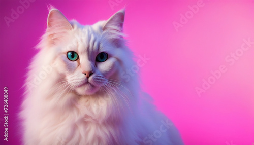 Cute cat in pink blue neon light in the studio © Vita