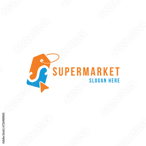 Supermarket online shop with price tag letter s logo design for business online