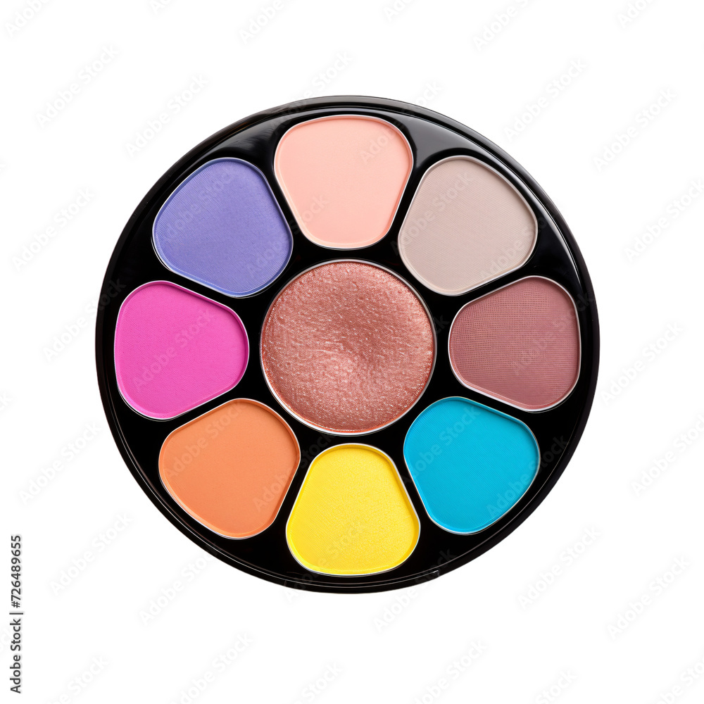 Colorful circular eyeshadow pallet on an isolated background Colorful circular eyeshadow pallet on an isolated background