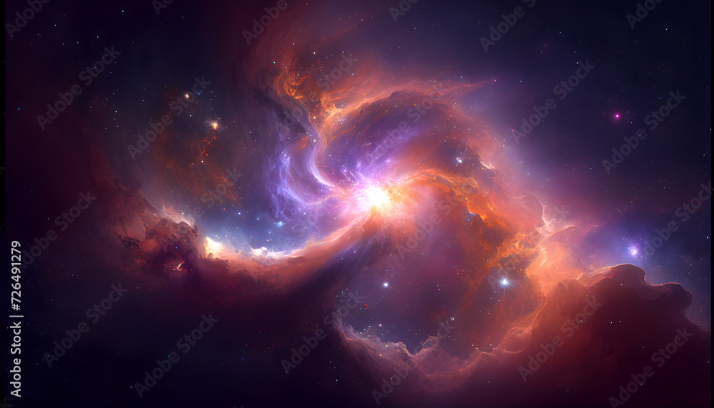 Nebula in deep space with stars. Generative AI. Nebula in deep space with stars. Generative AI.