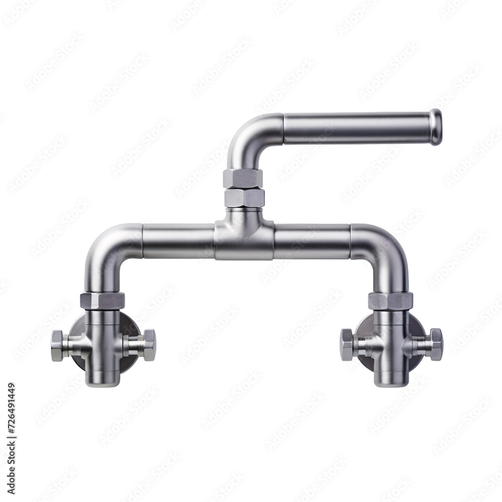 Chrome double faucet valve bathroom accessory on an isolated background Chrome double faucet valve bathroom accessory on an isolated background