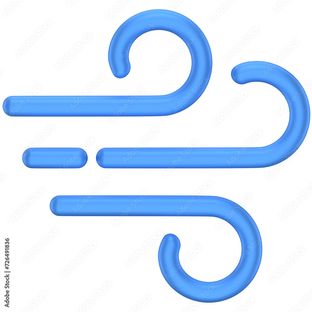 3D icon of a blue wind symbol 3D icon of a blue wind symbol