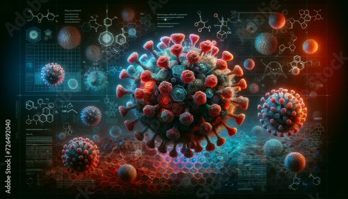 virus concept as seen under high magnification microscope in modern futuristic style