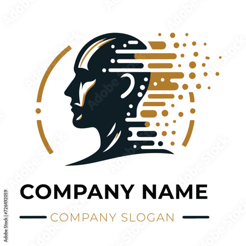 Innovative logo with dissolving human silhouette. Brand name and tagline featured