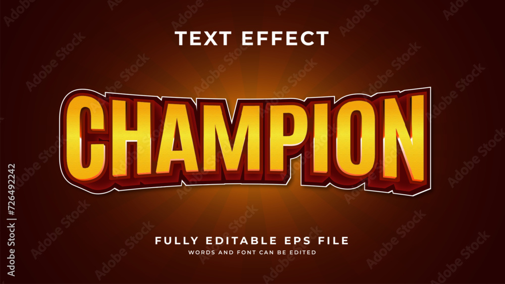 Vector champion editable text effect template