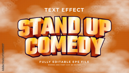 Editable 3d vector text effect stand up comedy photo