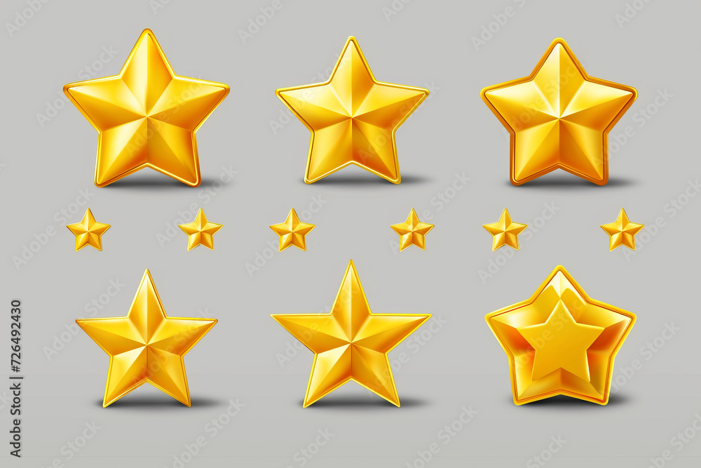 Set of yellow stars different shapes Set of yellow stars different shapes