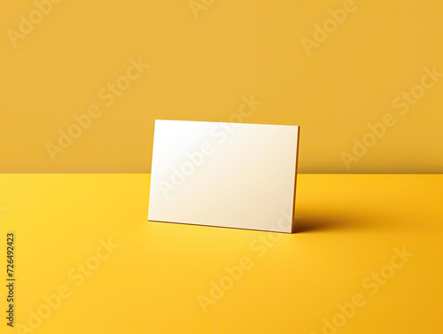 Blank White Business Card on a Yellow Background - Generative AI