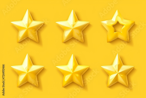 Set of yellow stars different shapes