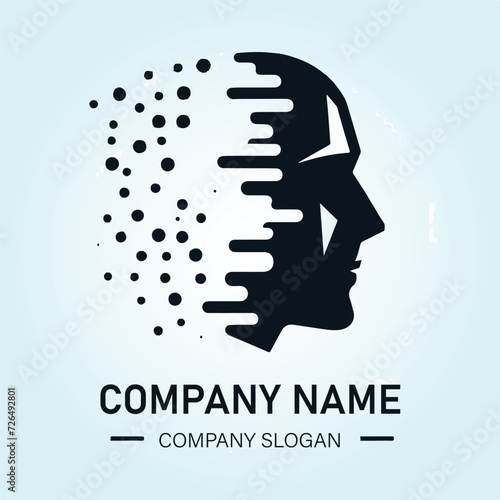 Logo: stylized head, symbolizing dynamism. Brand name and tagline encapsulate value