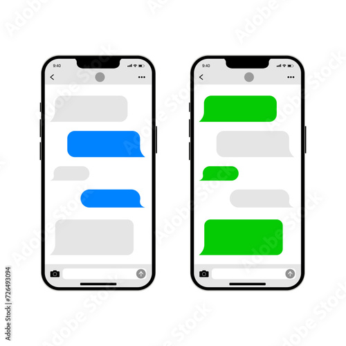 Message smartphone template. Phone chatting sms template bubbles. Phone chatting sms template bubbles. Place your own text to the message. Vector EPS 10