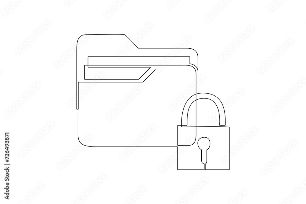 One continuous line drawing of Digital Security concept. Doodle vector illustration in simple linear style. One continuous line drawing of Digital Security concept. Doodle vector illustration in simple linear style.