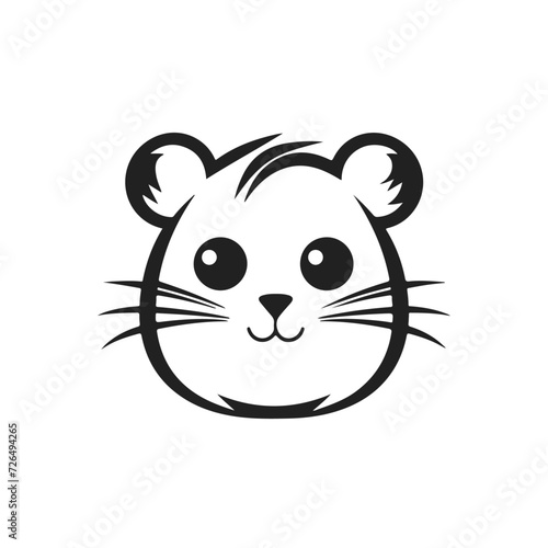 Vector Hamster Logo Template for pet shops, veterinary clinics animal shelters. Cartoon cavy logo illustration Simple line art icon isolated. doodle line art © Bodega