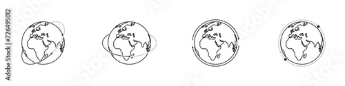 World globe icon set. Globe and Earth icon set. World map. Planet. Vector illustration.