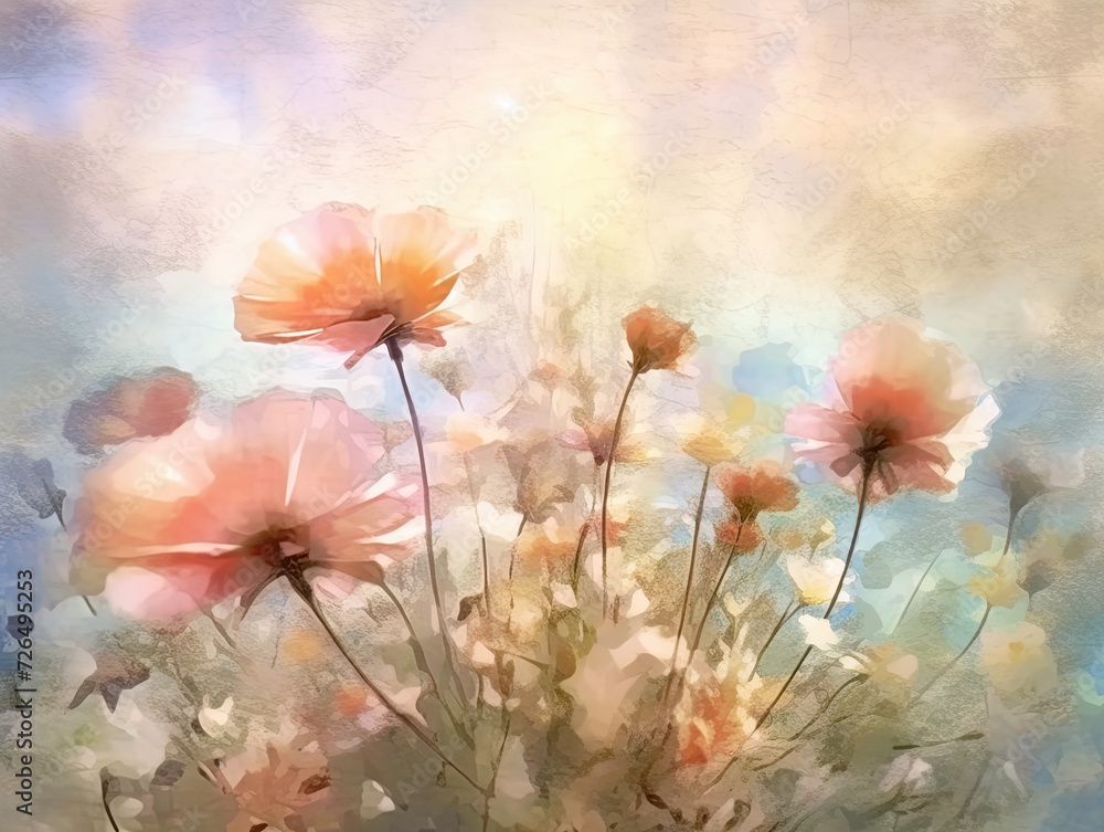 Watercolor Wildflowers in a Meadow - Generative AI Watercolor Wildflowers in a Meadow - Generative AI