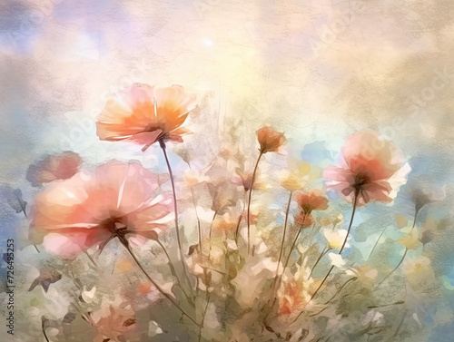 Watercolor Wildflowers in a Meadow - Generative AI