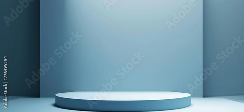 empty product podium display. simple minimalist soft blue color with. free space for advertising.