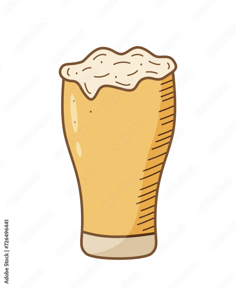 Glass beer with foam icon. Vector illustration of a logo for a bar or pub. Single doodle isolate on white. Glass beer with foam icon. Vector illustration of a logo for a bar or pub. Single doodle isolate on white.