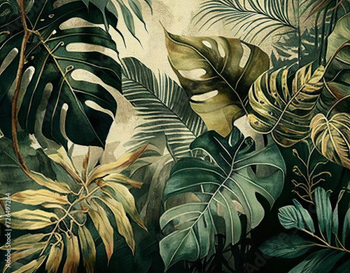 Wallpaper Mural Imagine tropical leaves background Torontodigital.ca
