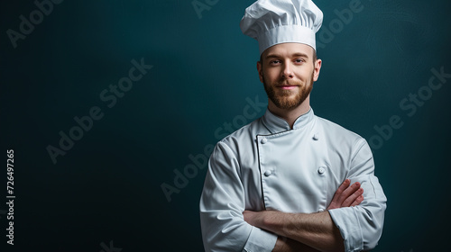 Cool looking chef isolated on dark background.