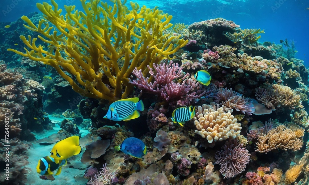 Naklejka premium Ocean coral reef underwater. Sea world under water