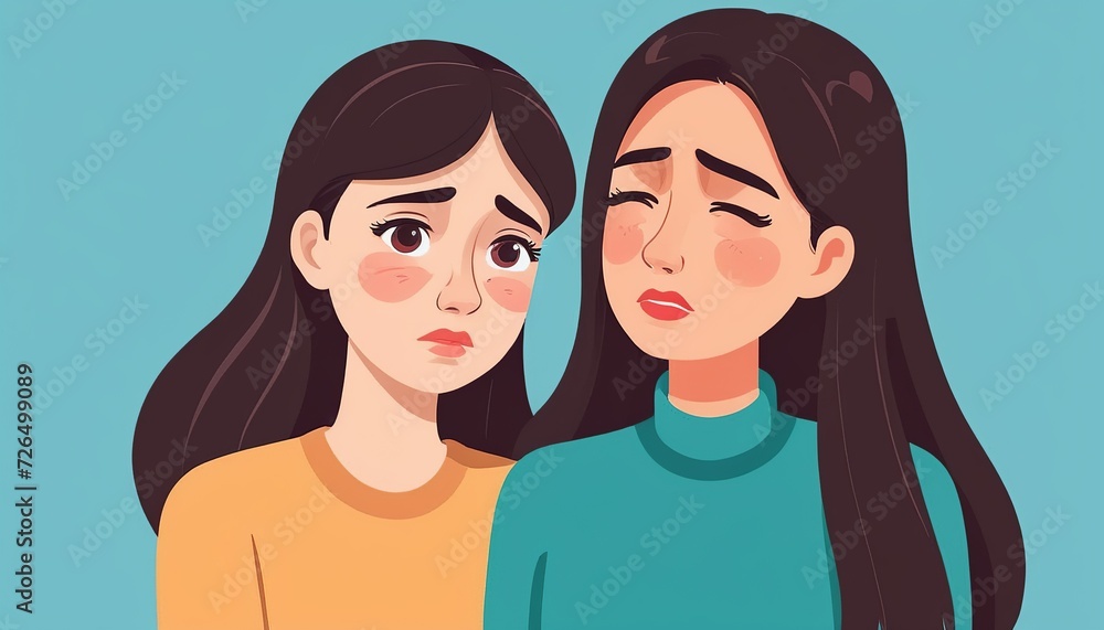 Young Woman Comforting Friend: Vector Illustration of Friendship