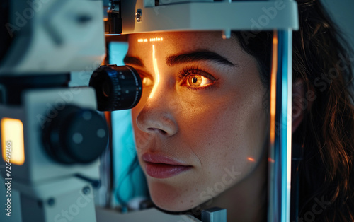 Woman Examines Specimen Through Microscope