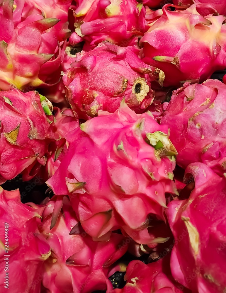 Pitaya. tropical fruit background. Close up of dragon fruit
