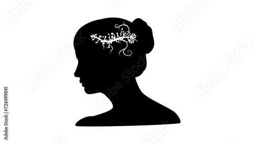 Bridal Headpiece, black isolated silhouette