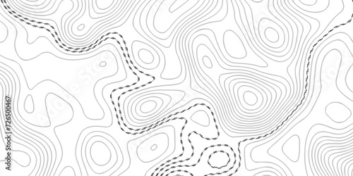 Topographic map background geographic line map with seamless ornament design. The black on white contours vector topography stylized height of the lines map.