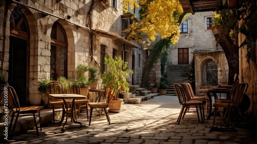 Streets, houses, ruins and fortress walls of the old town Bar. Europe. Montenegro photo