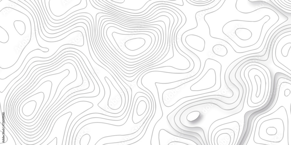 Topographic map background geographic line map with seamless ornament design. The black on white contours vector topography stylized height of the lines map.