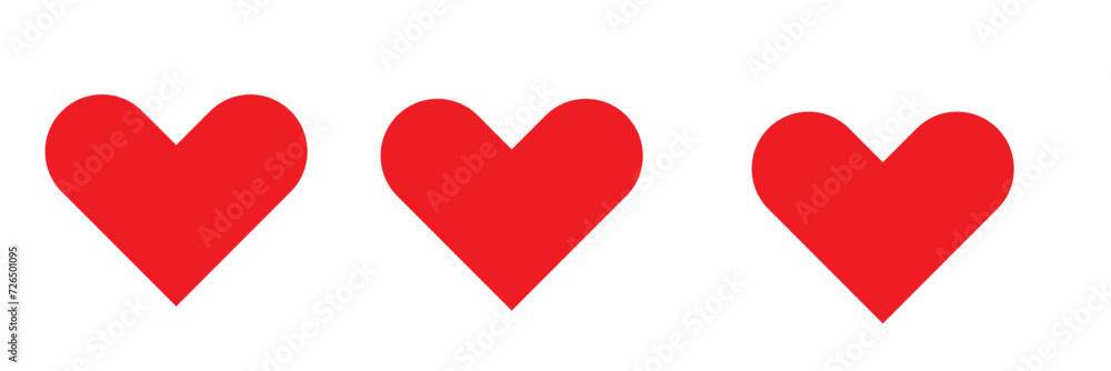 Heart, Symbol of Love and Valentine's Day. Vector red heart shape icon on white background. Vector illustration Heart, Symbol of Love and Valentine's Day. Vector red heart shape icon on white background. Vector illustration