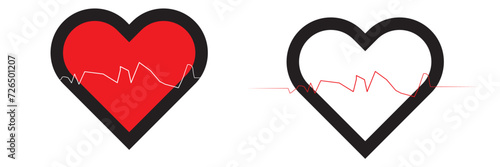 heartbeat icon on isolated transparent background. heart beat pulse symbol. cardiogram heart in linear style. heartbeat PNG
