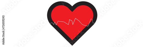 heartbeat icon on isolated transparent background. heart beat pulse symbol. cardiogram heart in linear style. heartbeat PNG