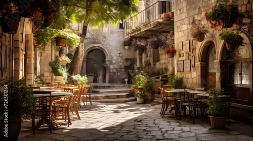 Streets  houses  ruins and fortress walls of the old town Bar. Europe. Montenegro