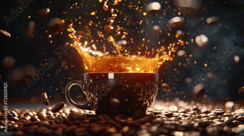 A close-up image of a coffee cup with a splash of liquid. This versatile picture can be used for various projects and designs